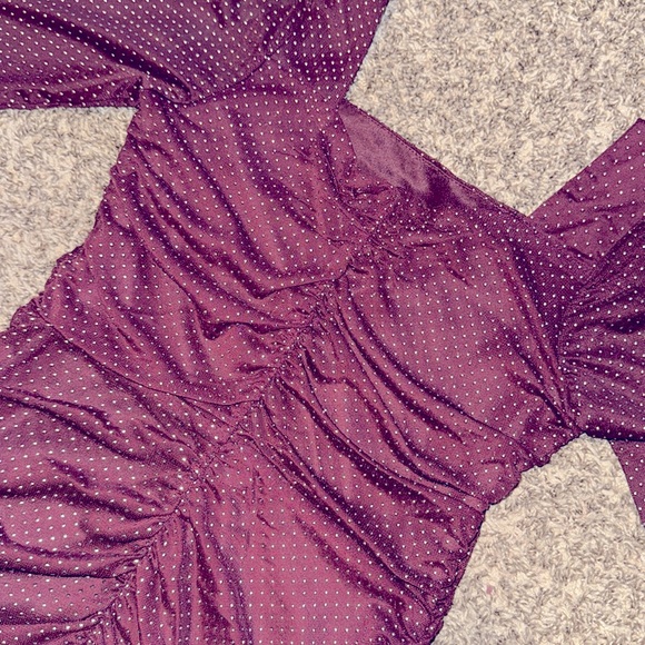 COPY - NWT GIRLS SIZE 8 XTRAORDINARY DRESS. WINE/with silver dots - Picture 4 of 6